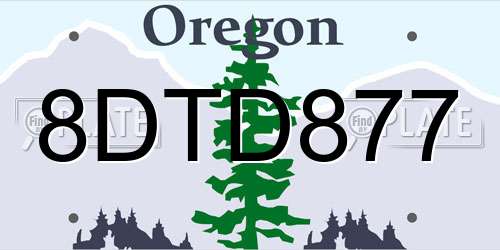 8DTD877 Oregon License Plate