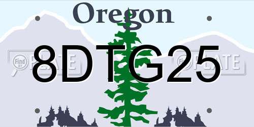 8DTG25 Oregon License Plate