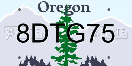 8DTG75 Oregon License Plate
