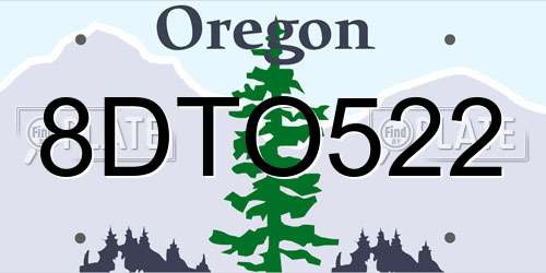 8DTO522 Oregon License Plate