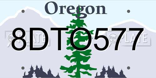 8DTO577 Oregon License Plate