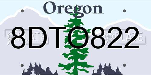 8DTO822 Oregon License Plate