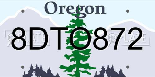 8DTO872 Oregon License Plate