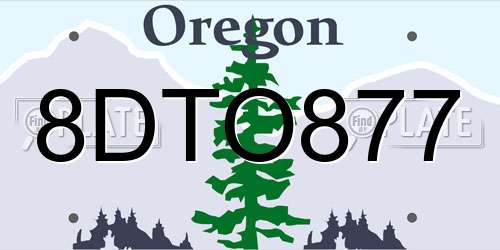 8DTO877 Oregon License Plate