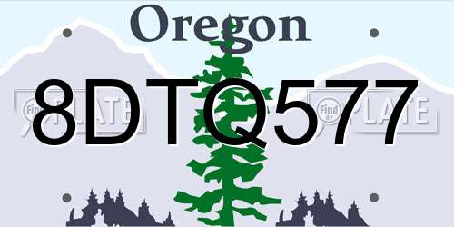 8DTQ577 Oregon License Plate