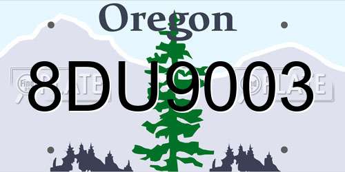 8DU9003 Oregon License Plate
