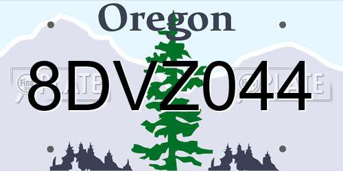 8DVZ044 Oregon License Plate