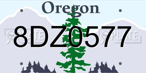 8DZ0577 Oregon License Plate