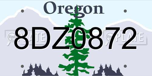 8DZ0872 Oregon License Plate