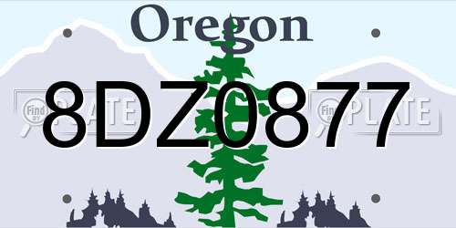 8DZ0877 Oregon License Plate