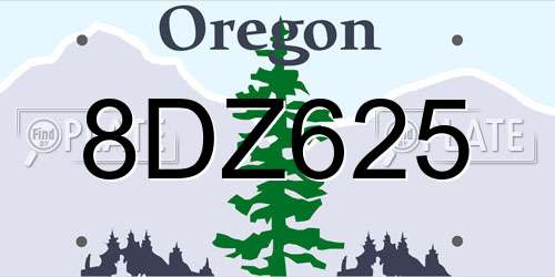 8DZ625 Oregon License Plate