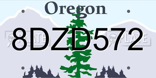 8DZD572 Oregon License Plate