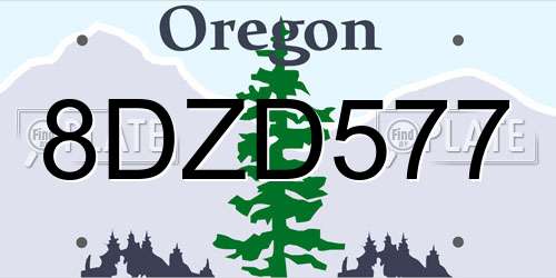 8DZD577 Oregon License Plate