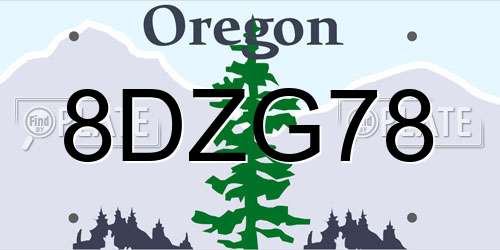 8DZG78 Oregon License Plate