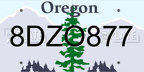 8DZO877 Oregon License Plate