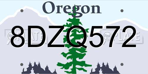 8DZQ572 Oregon License Plate