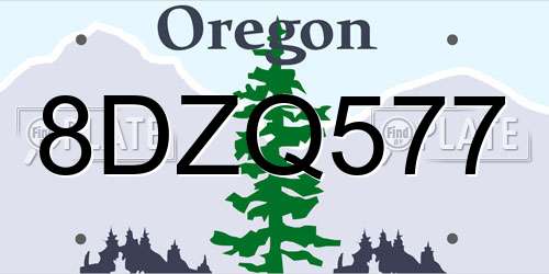 8DZQ577 Oregon License Plate
