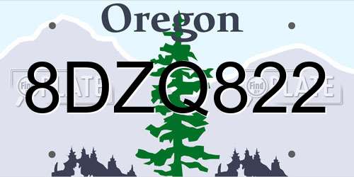 8DZQ822 Oregon License Plate