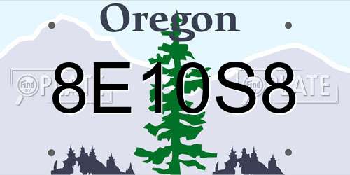 8E10S8 Oregon License Plate