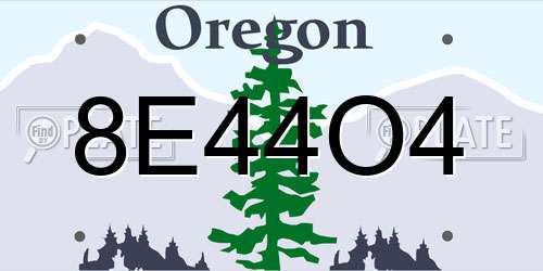 8E44O4 Oregon License Plate