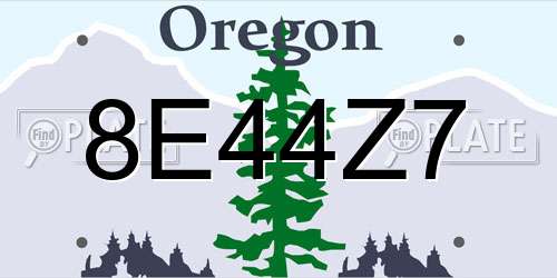 8E44Z7 Oregon License Plate