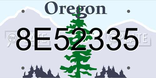 8E52335 Oregon License Plate