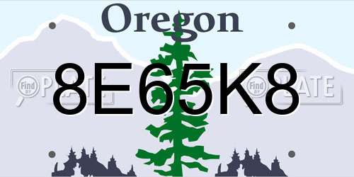 8E65K8 Oregon License Plate