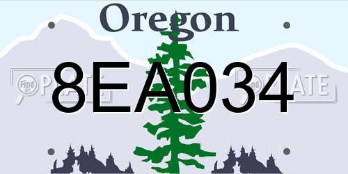 8EA034 Oregon License Plate