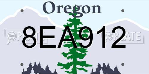 8EA912 Oregon License Plate