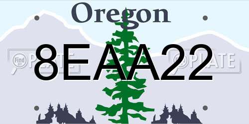 8EAA22 Oregon License Plate