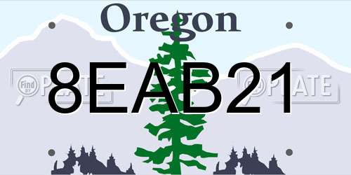 8EAB21 Oregon License Plate