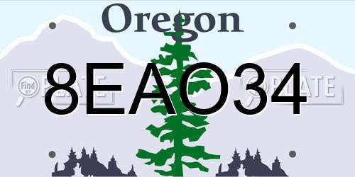 8EAO34 Oregon License Plate