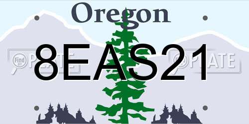 8EAS21 Oregon License Plate
