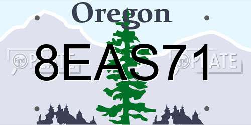 8EAS71 Oregon License Plate
