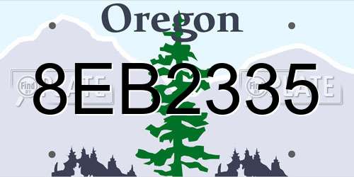 8EB2335 Oregon License Plate