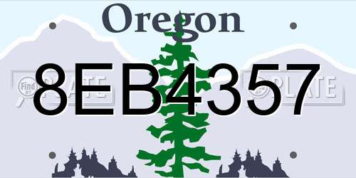 8EB4357 Oregon License Plate