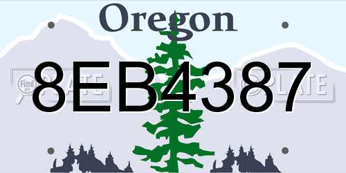 8EB4387 Oregon License Plate
