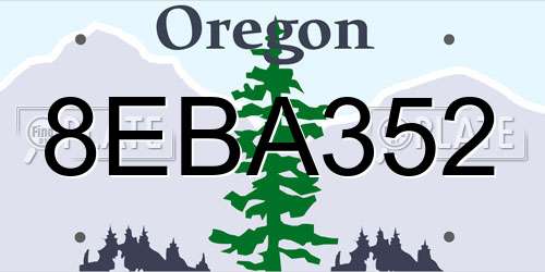 8EBA352 Oregon License Plate