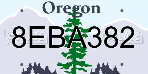 8EBA382 Oregon License Plate