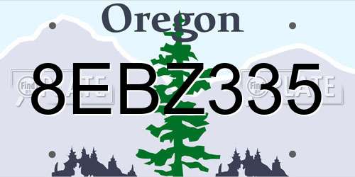 8EBZ335 Oregon License Plate