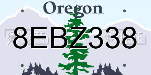 8EBZ338 Oregon License Plate