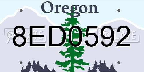 8ED0592 Oregon License Plate