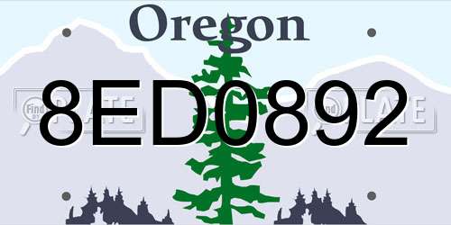 8ED0892 Oregon License Plate