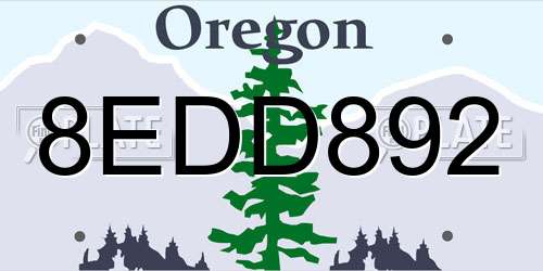 8EDD892 Oregon License Plate