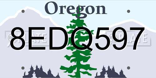 8EDQ597 Oregon License Plate