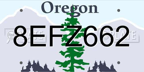 8EFZ662 Oregon License Plate