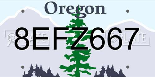 8EFZ667 Oregon License Plate