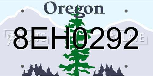8EH0292 Oregon License Plate