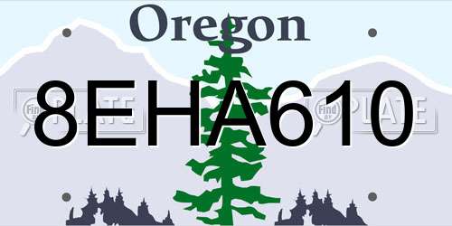 8EHA610 Oregon License Plate