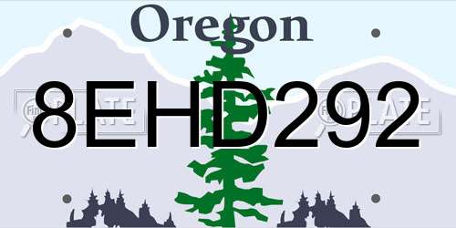 8EHD292 Oregon License Plate